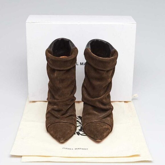 Isabel Marant Khaki Suede and Leather Andrew Ankle Boots Size 6.5/37 - Picture 5 of 5